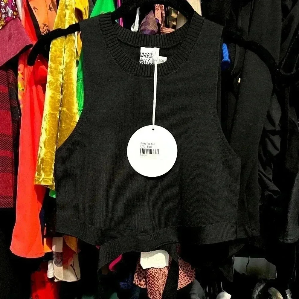 NWT Princess Polly Sleeveless Crop Top with Extra Wrap Piece at Bottom